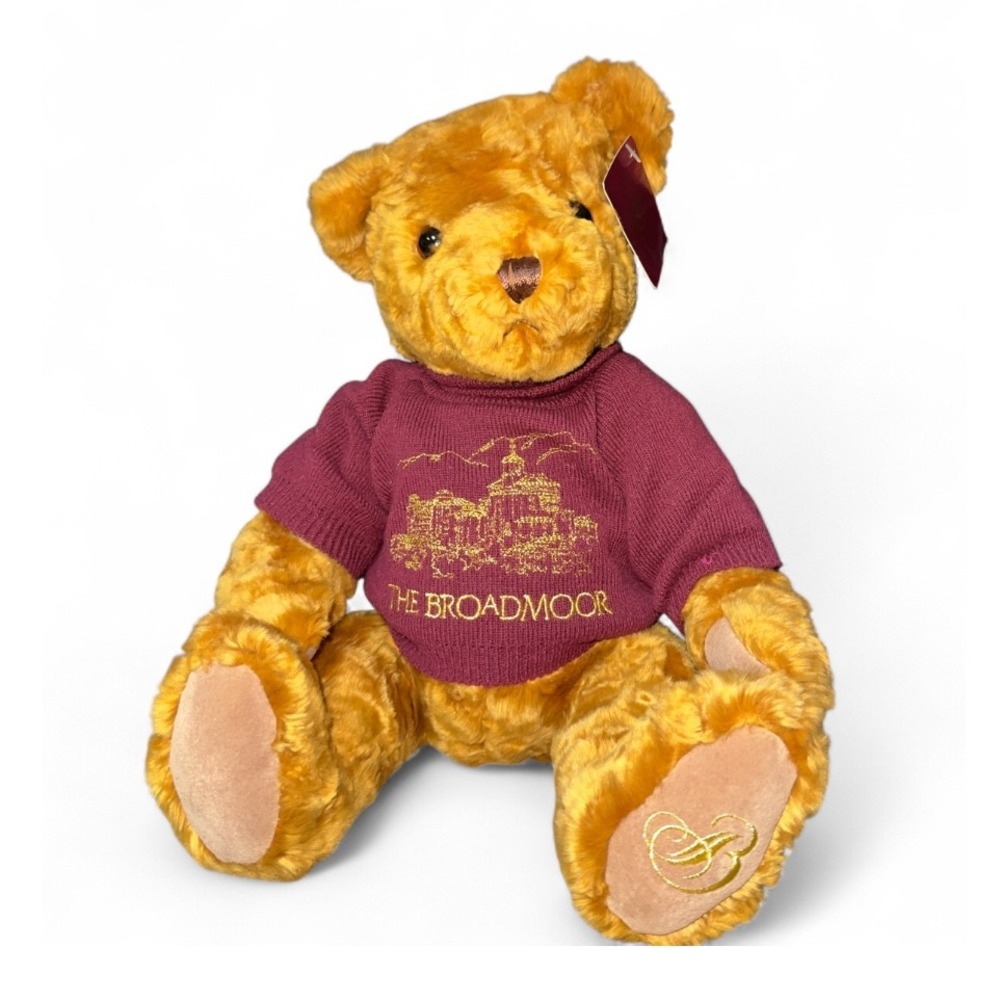 The Broadmoor Teddy Bear Plush Souvenir Burgundy Sweater Embroidered‎ Logo